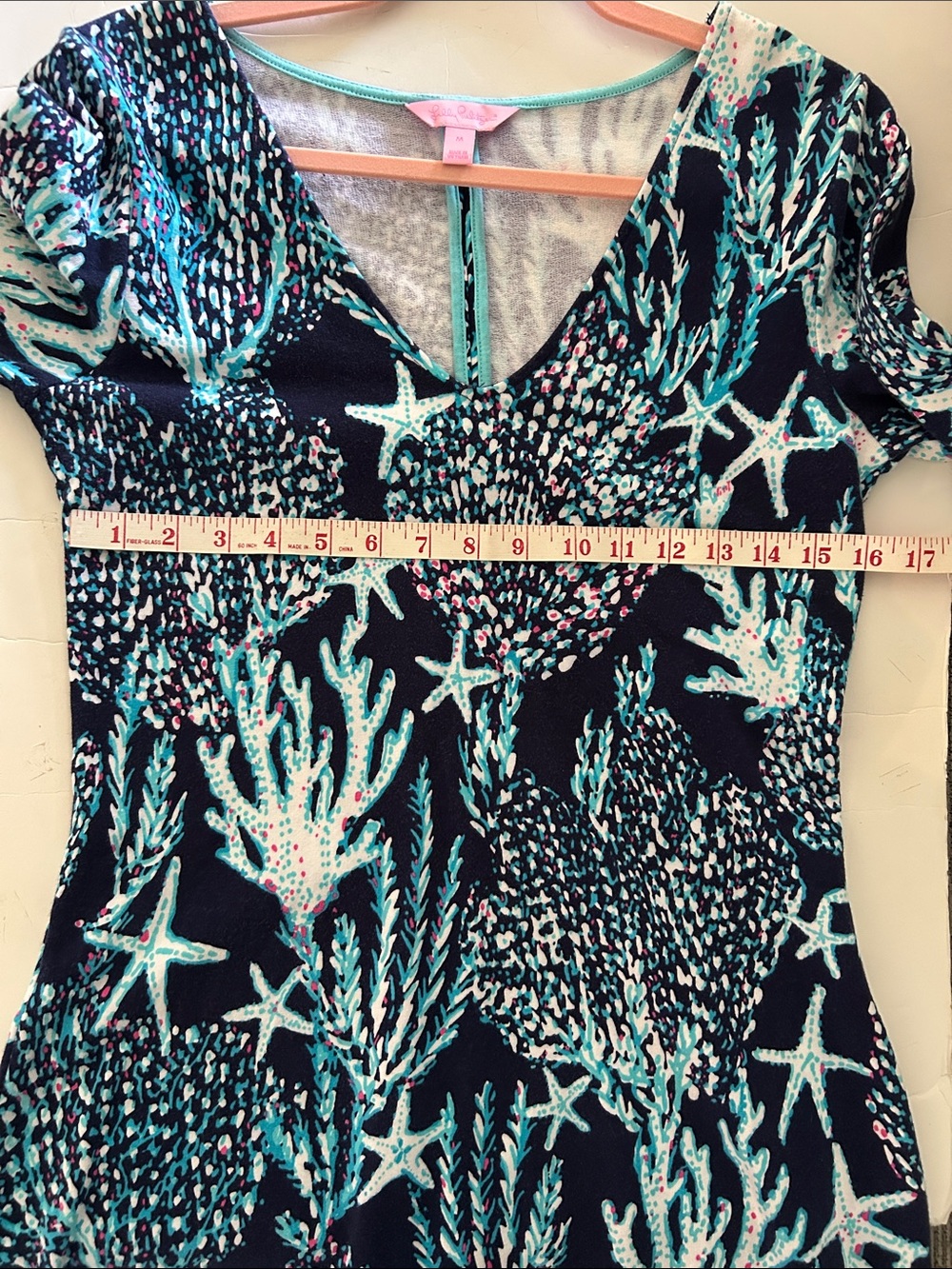 Lilly Pulitzer Clarke Dress Good Reed Blue Coral And Starfish Pattern Medium View 5